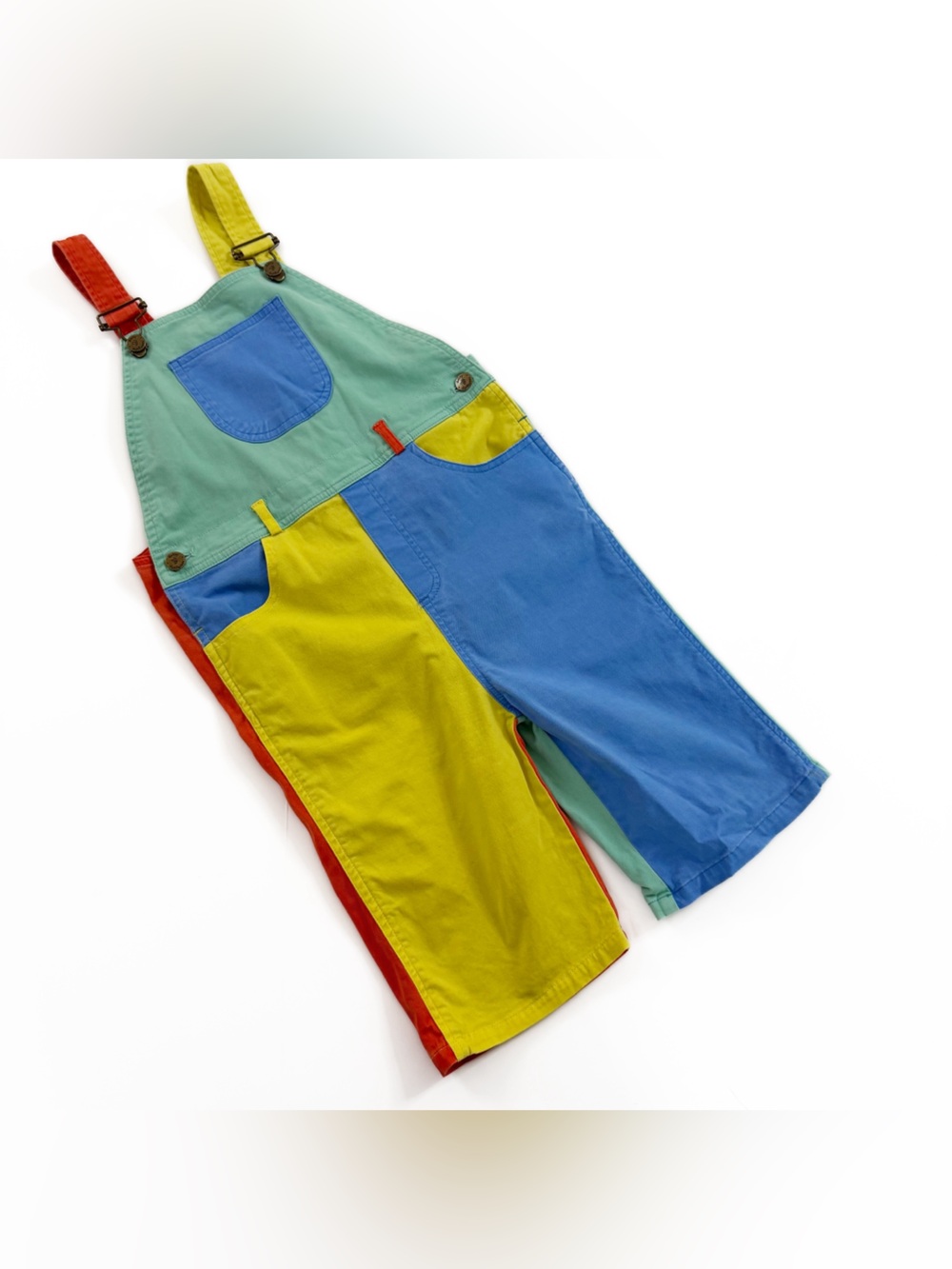Dotty Dungarees Kids 9 10 Colorblock Overalls Unisex Boys Girls